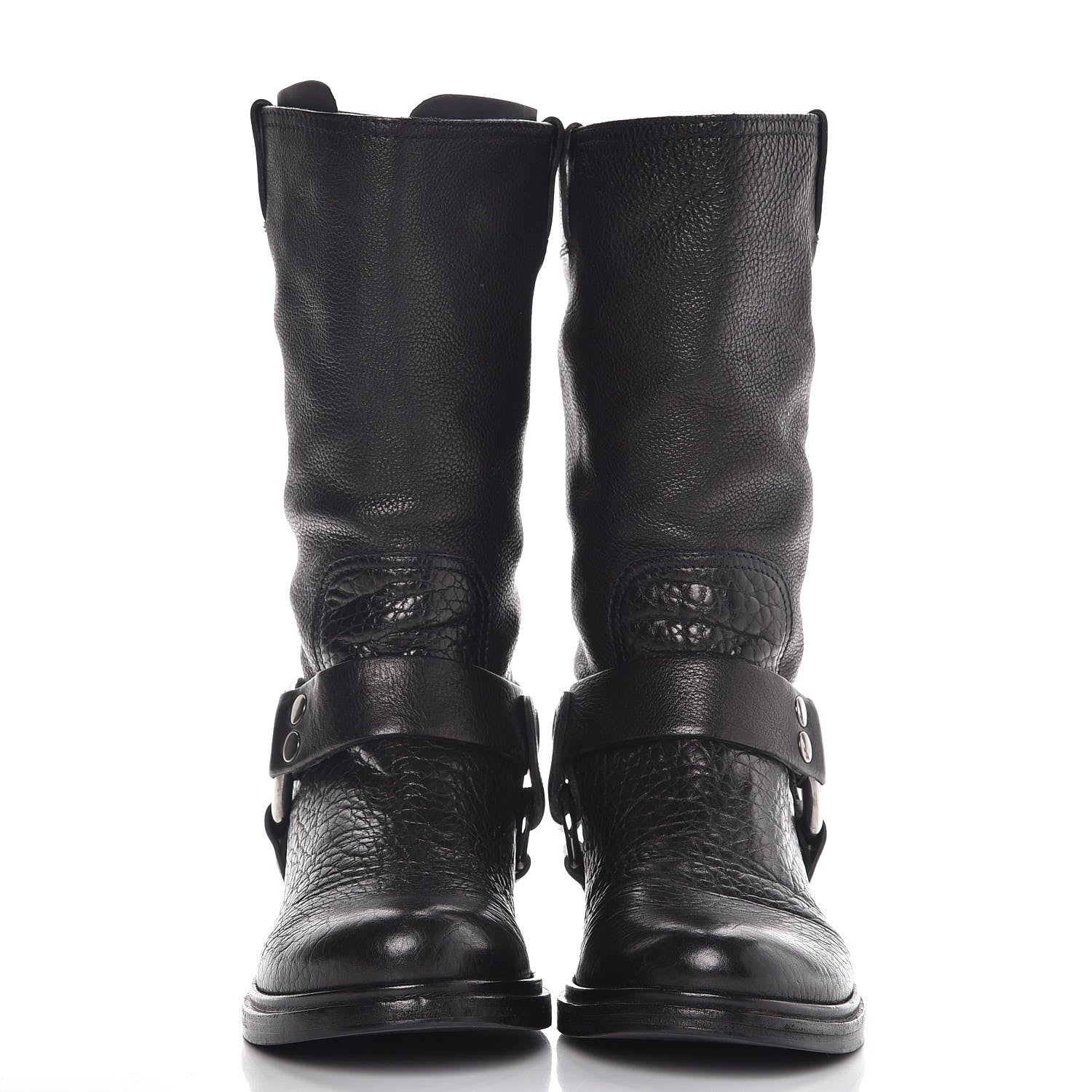 Miu Miu Calfskin Harness Motorcycle Boots 39 Black 2 of 10