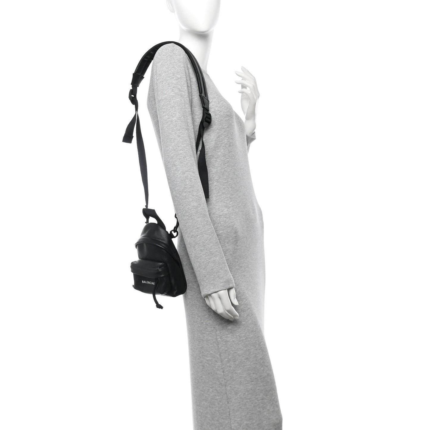 Grained Calfskin Mini Explorer Crossbody Backpack Black
