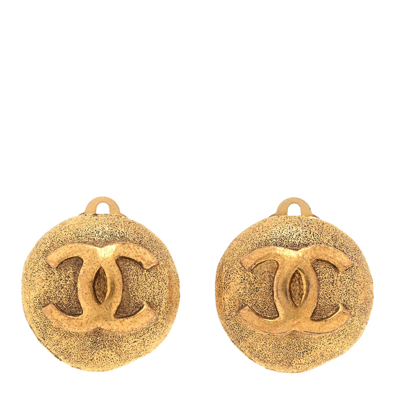 Chanel Metal CC Button Clip On Earrings Gold 1 of 6