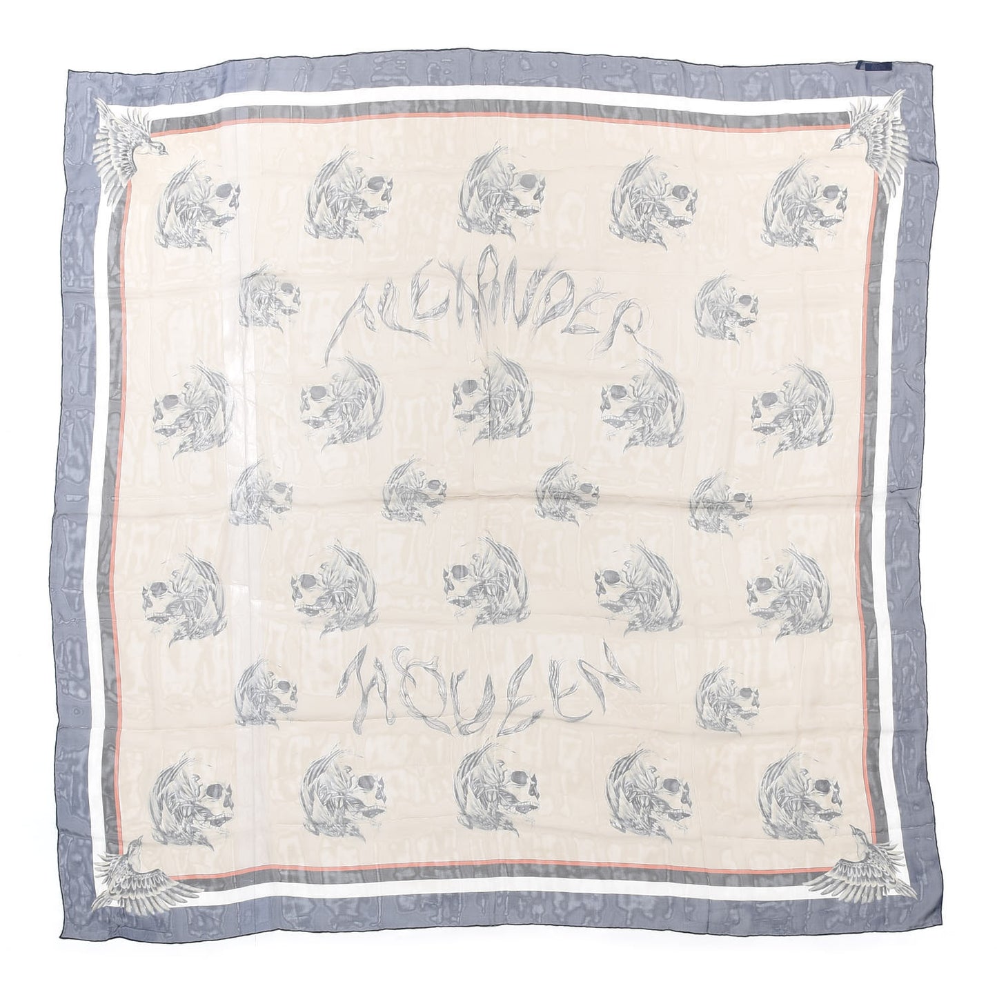 Silk Chiffon Skull Print Scarf Multicolor