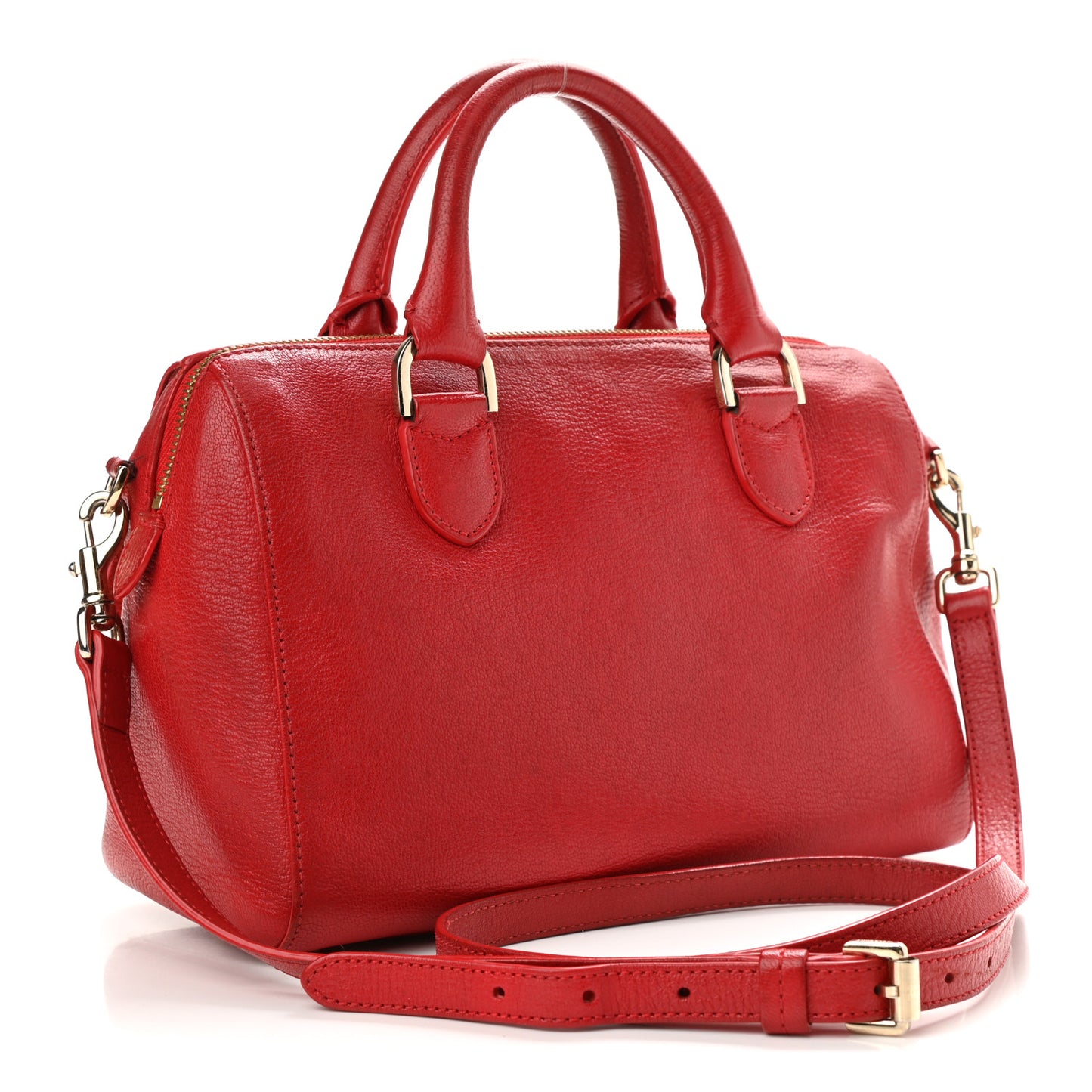 Glossy Goatskin Small Del Rey Satchel Red