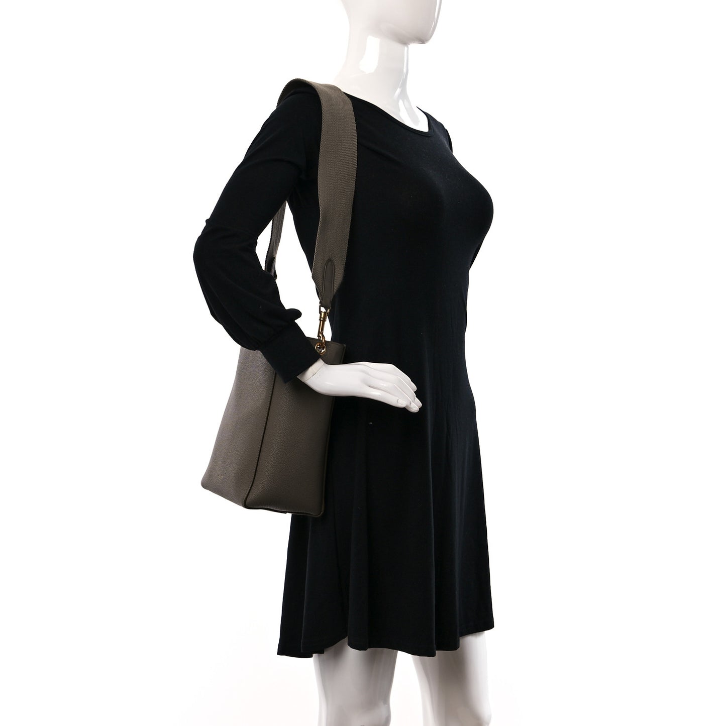 Soft Grained Calfskin Small Sangle Bucket Bag Taupe