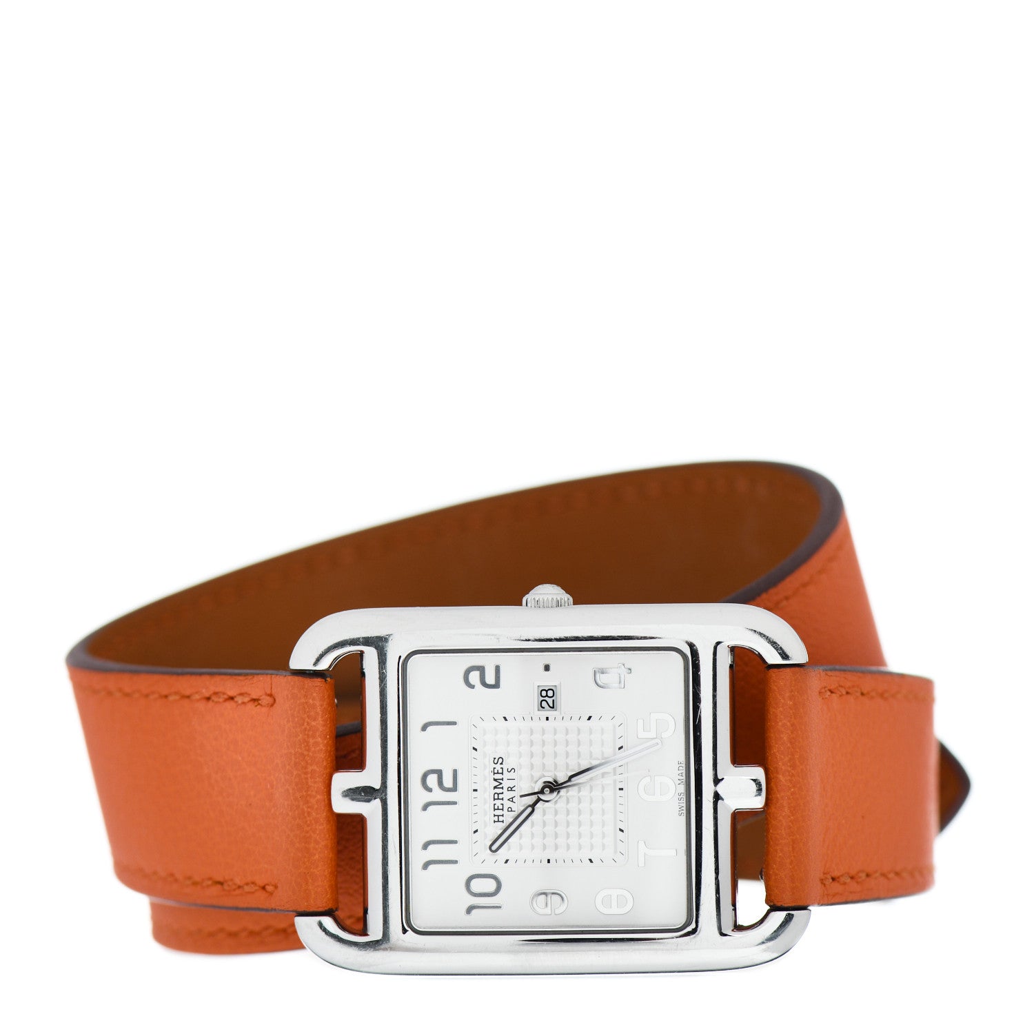 Hermes Stainless Steel Swift 29mm Cape Cod Double Tour Quartz Watch Orange 2 of 4