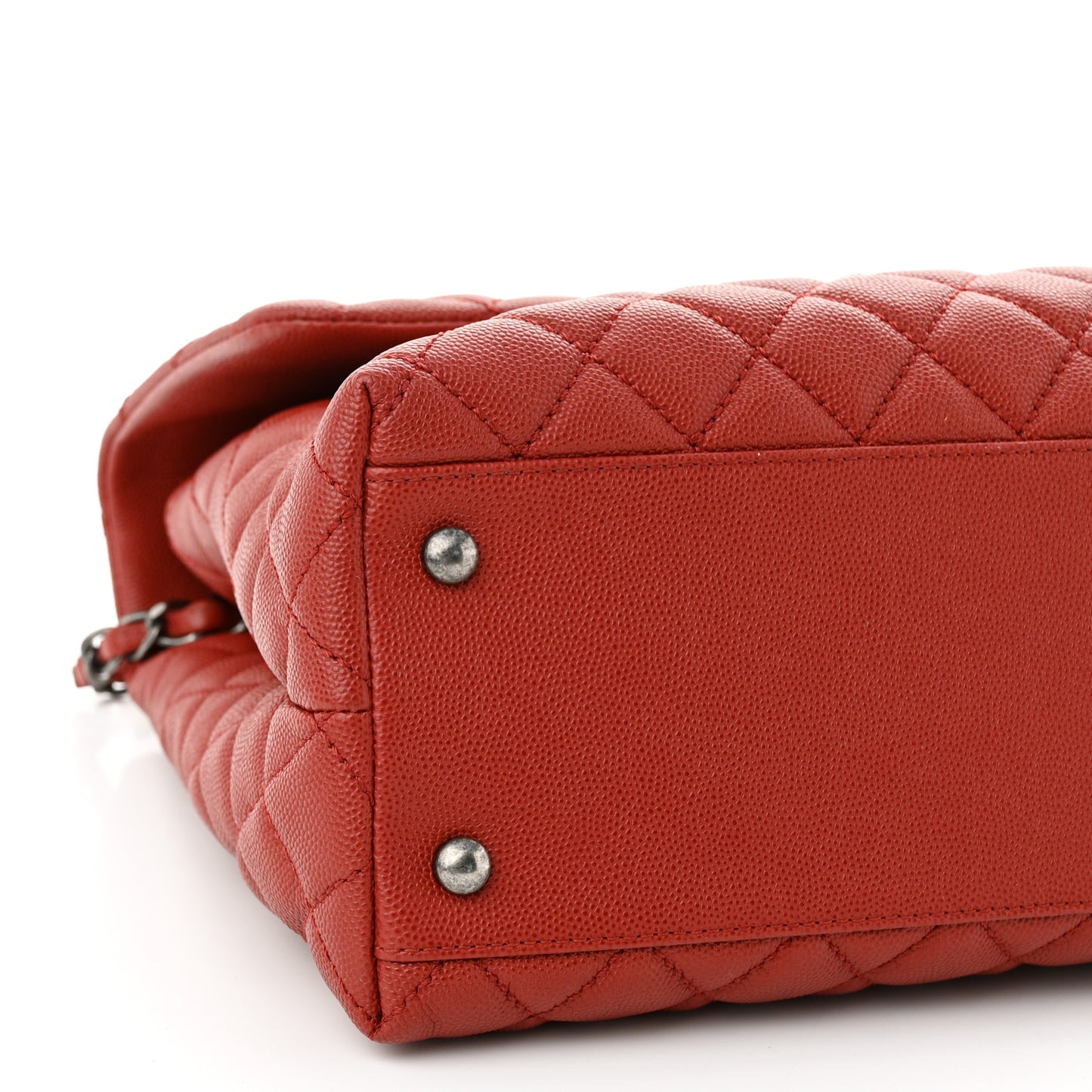 Caviar Quilted Medium Coco Handle Flap Dark Red