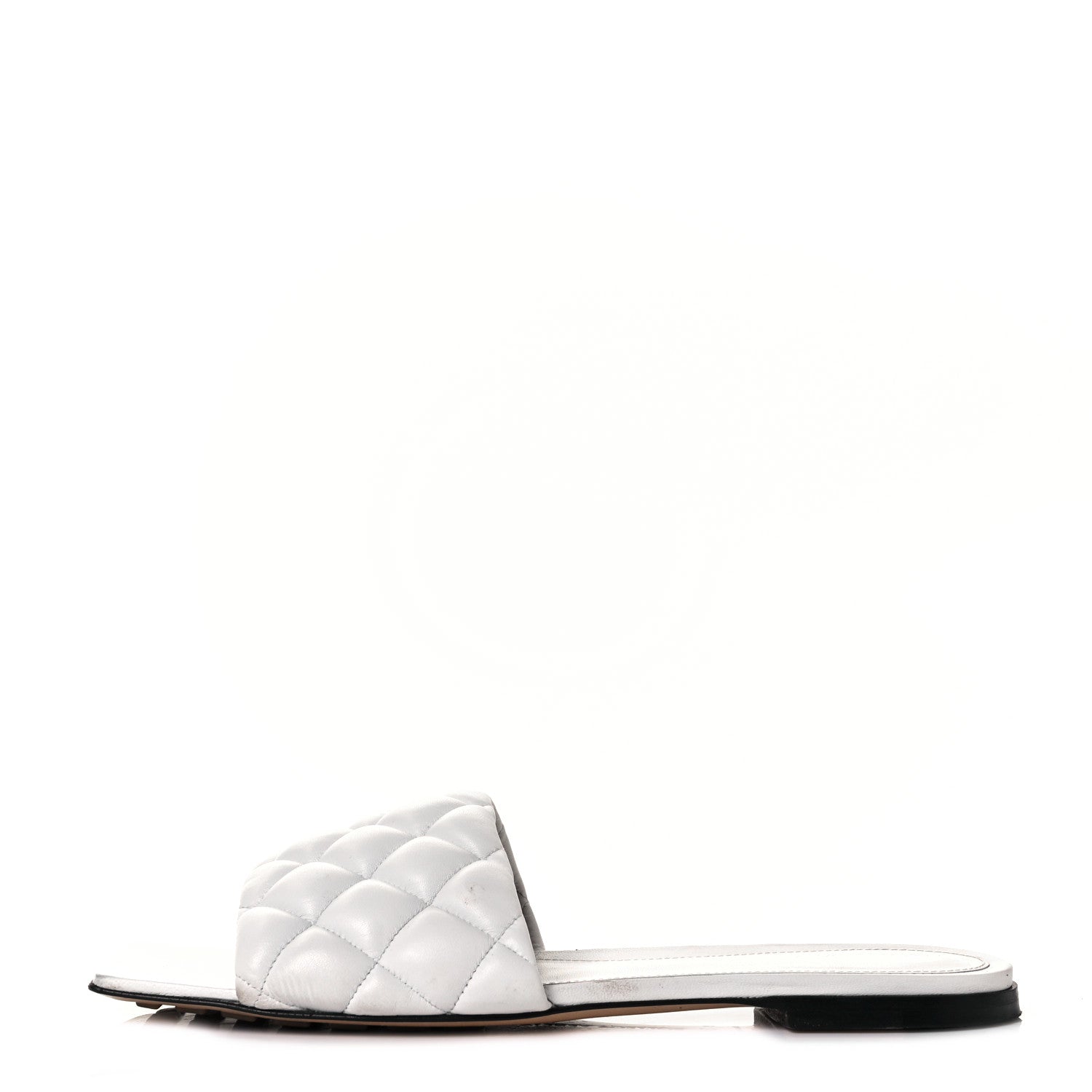 Bottega Veneta Nappa Matelasse Padded Flat Sandals 38 Optic White 1 of 11