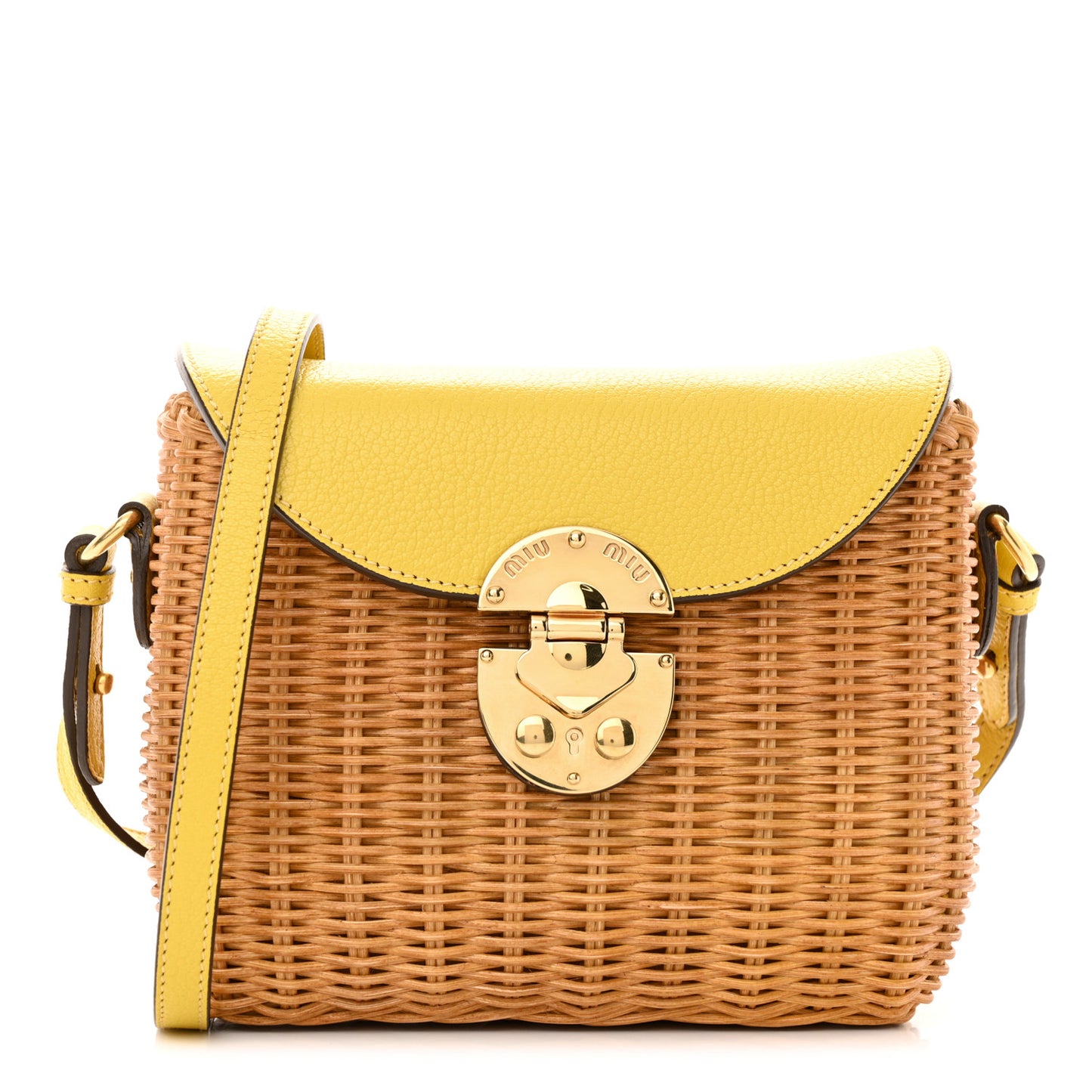 Goatskin Wicker Midollino Bag Yellow