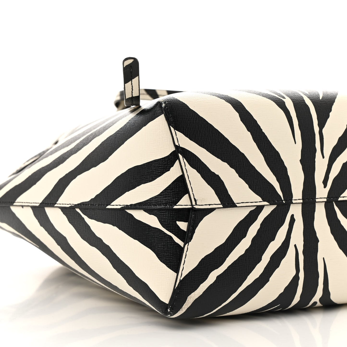 Saffiano Zebra Print Mini Bucket Bag Black White
