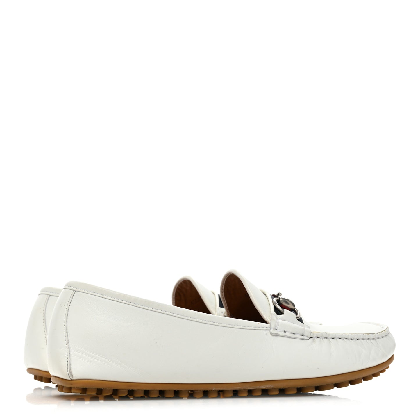Miro Soft Calfskin Web Mens Horsebit Driver Loafers 7 White