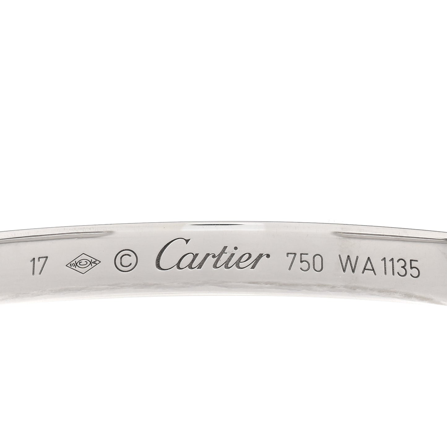 18K White Gold LOVE Cuff Bracelet 17