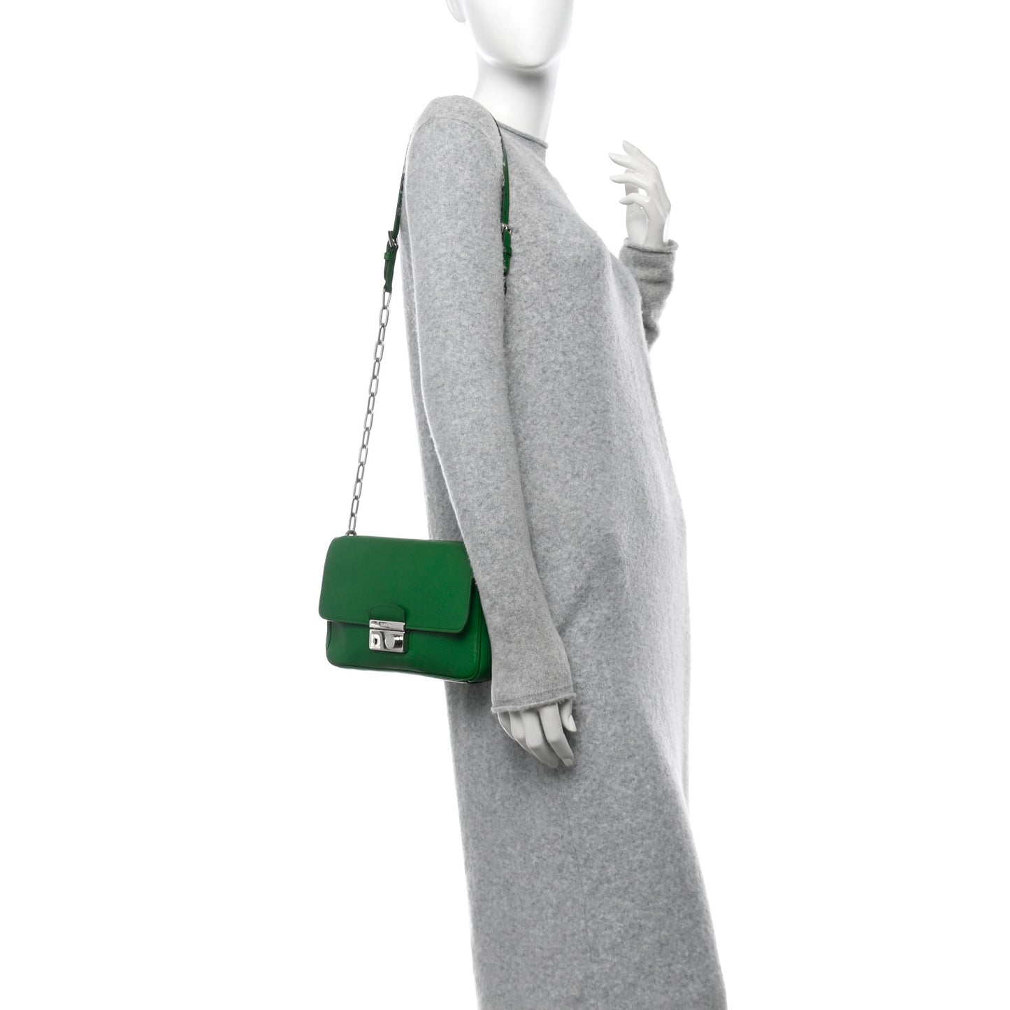Saffiano Lux Sound Crossbody Bag Green