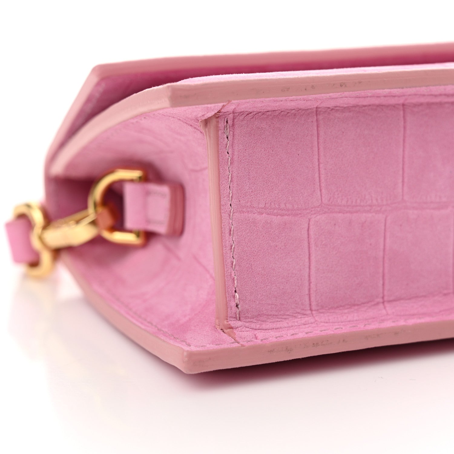 Jacquemus Nubuck Crocodile Embossed Le Chiquito Long Pink 8 of 11