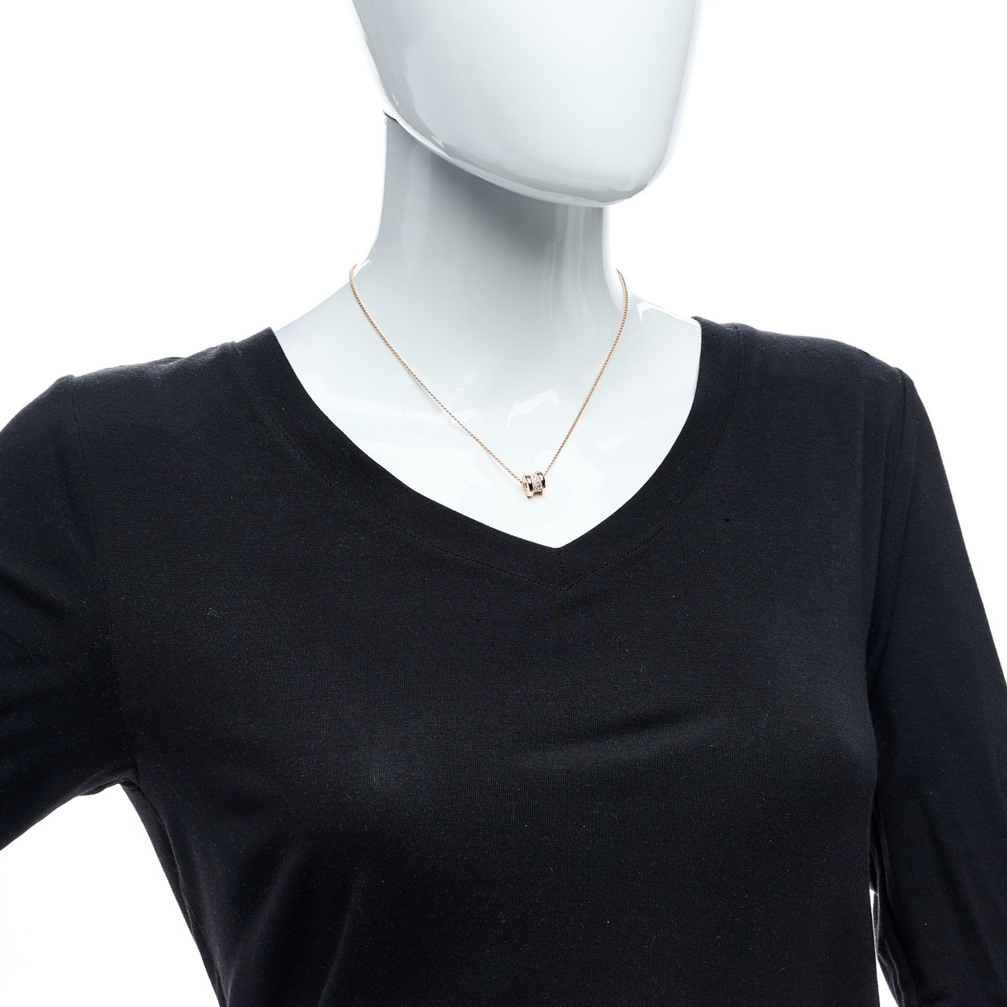 18K Rose Gold Diamond Small B.Zero1 Pave Pendant Necklace