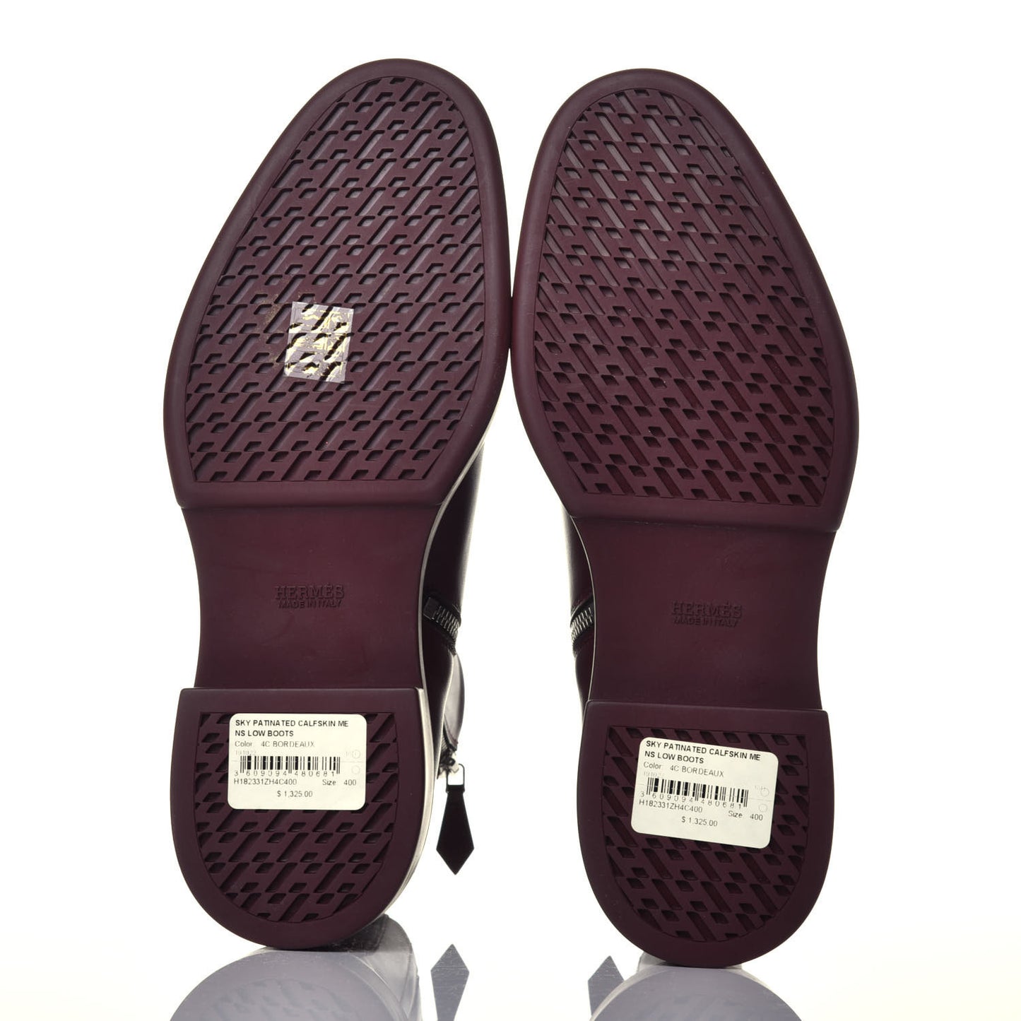 Patinated Calfskin Mens Sky Low Boots 40 Bordeaux
