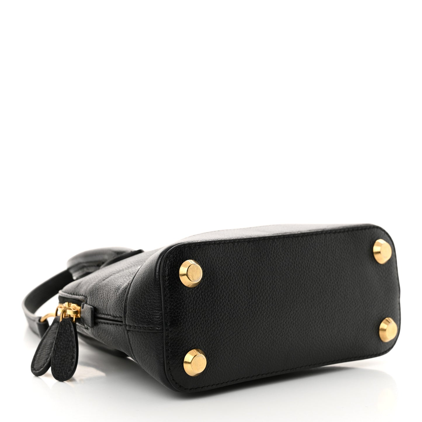 Signature Grained Calfskin XXS Ville Top Handle Bag Black White