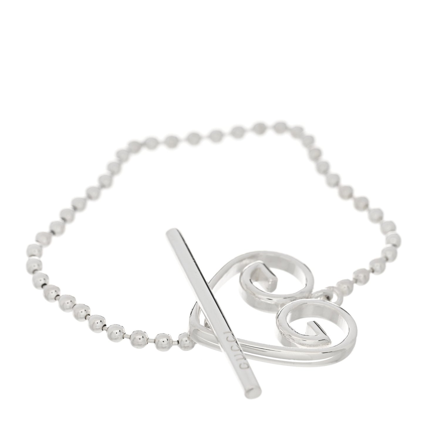Sterling Silver Interlocking GG Heart Toggle Bead Bracelet