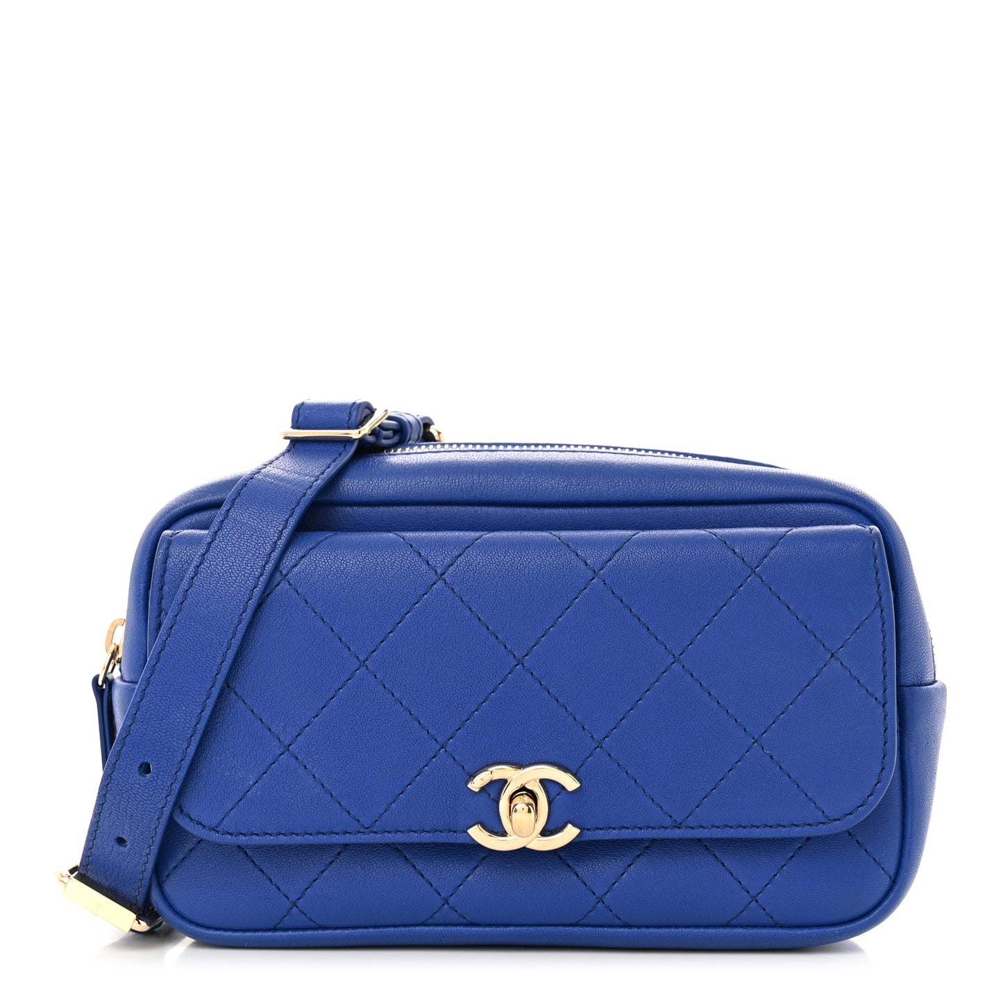 Calfskin Casual Trip Waist Bag Blue