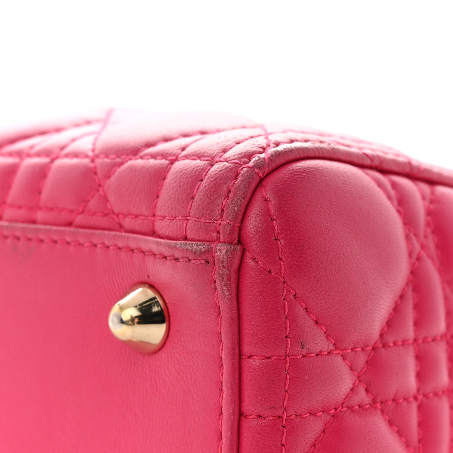 Christian Dior Lambskin Cannage Large Lady Dior Fuchsia 14 of 17