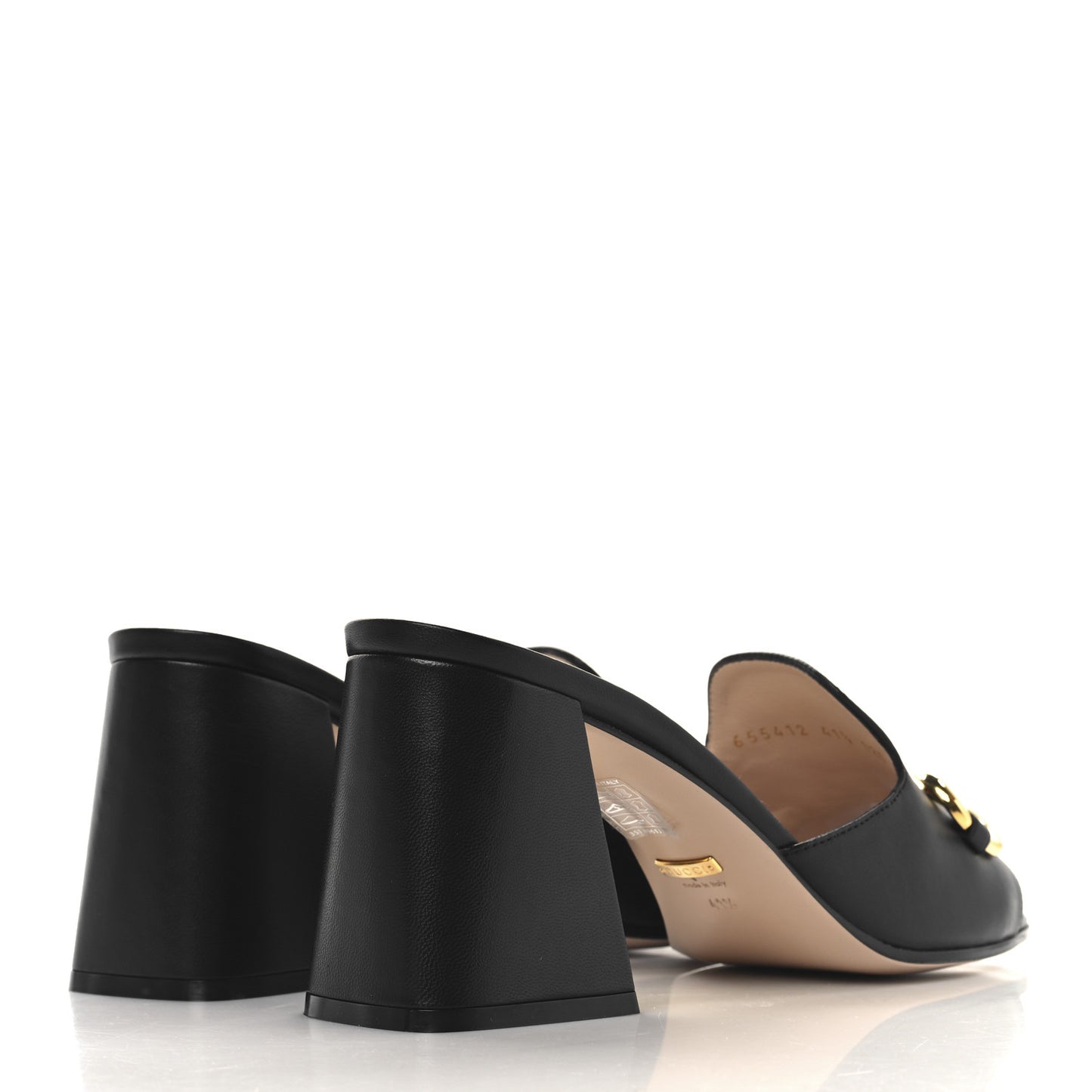 Nappa Horsebit 75mm Slide Sandals 41.5 Black