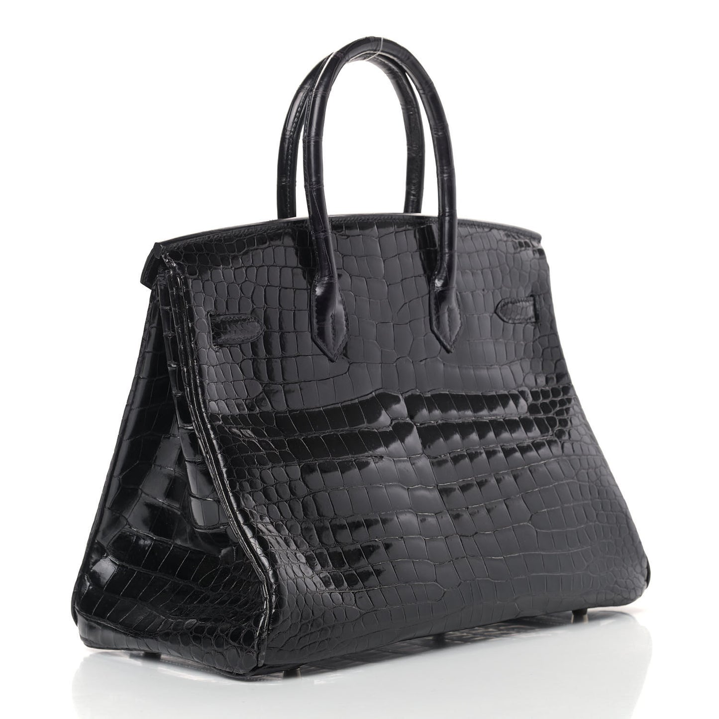 Shiny Porosus Crocodile Birkin 35 Black