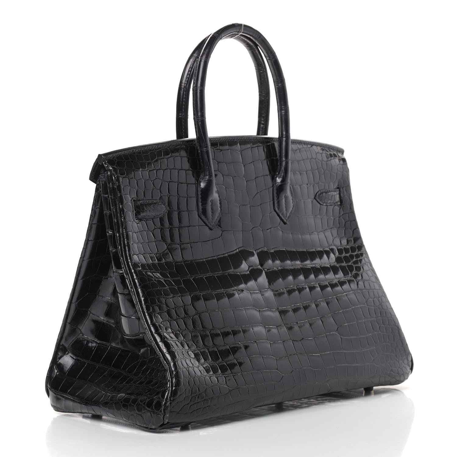 Hermes Shiny Porosus Crocodile Birkin 35 Black 3 of 15