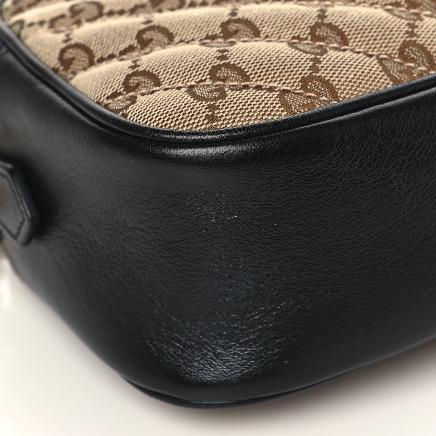 Gucci Monogram Matelasse Diagonal Small GG Marmont Chain Shoulder Bag Beige Black 8 of 9