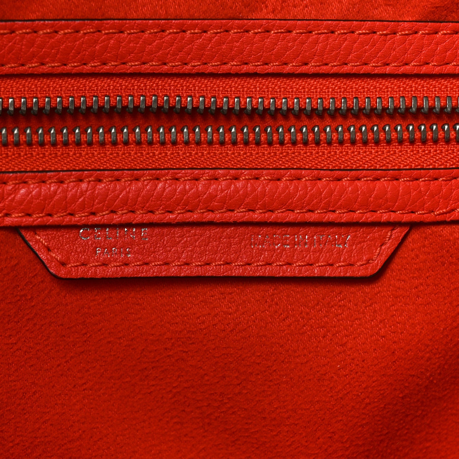 Celine Drummed Calfskin Mini Luggage Coquelicot 6 of 11