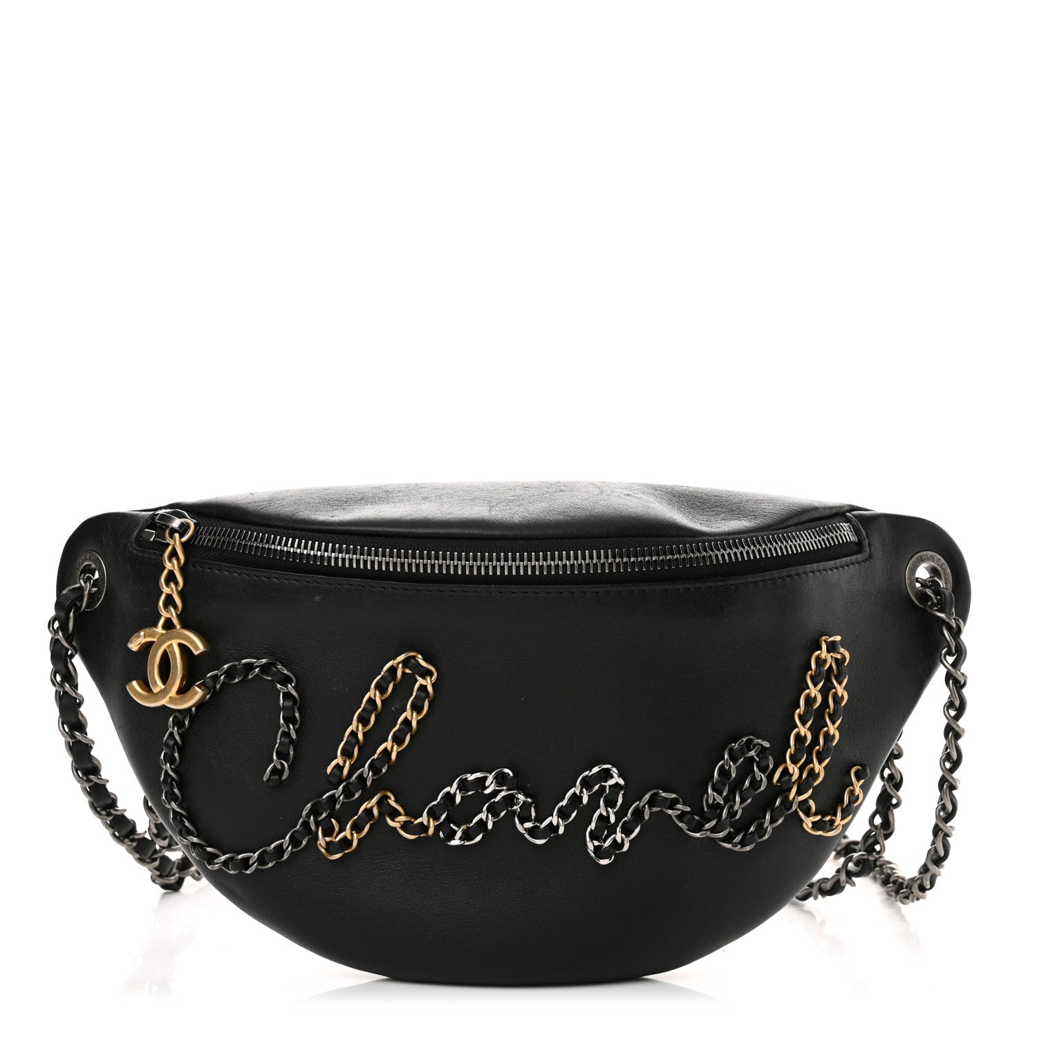 Chanel Calfskin Chain 20s Signe Waist Bag Black 1 of 15
