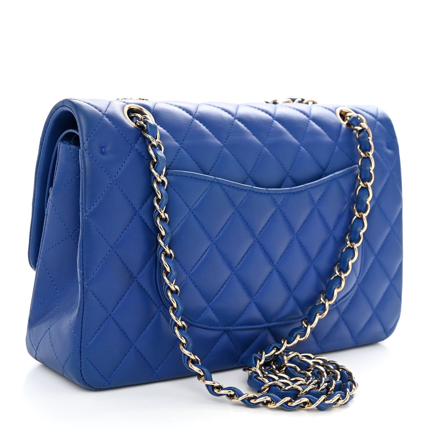 Lambskin Quilted Medium Double Flap Royal Blue
