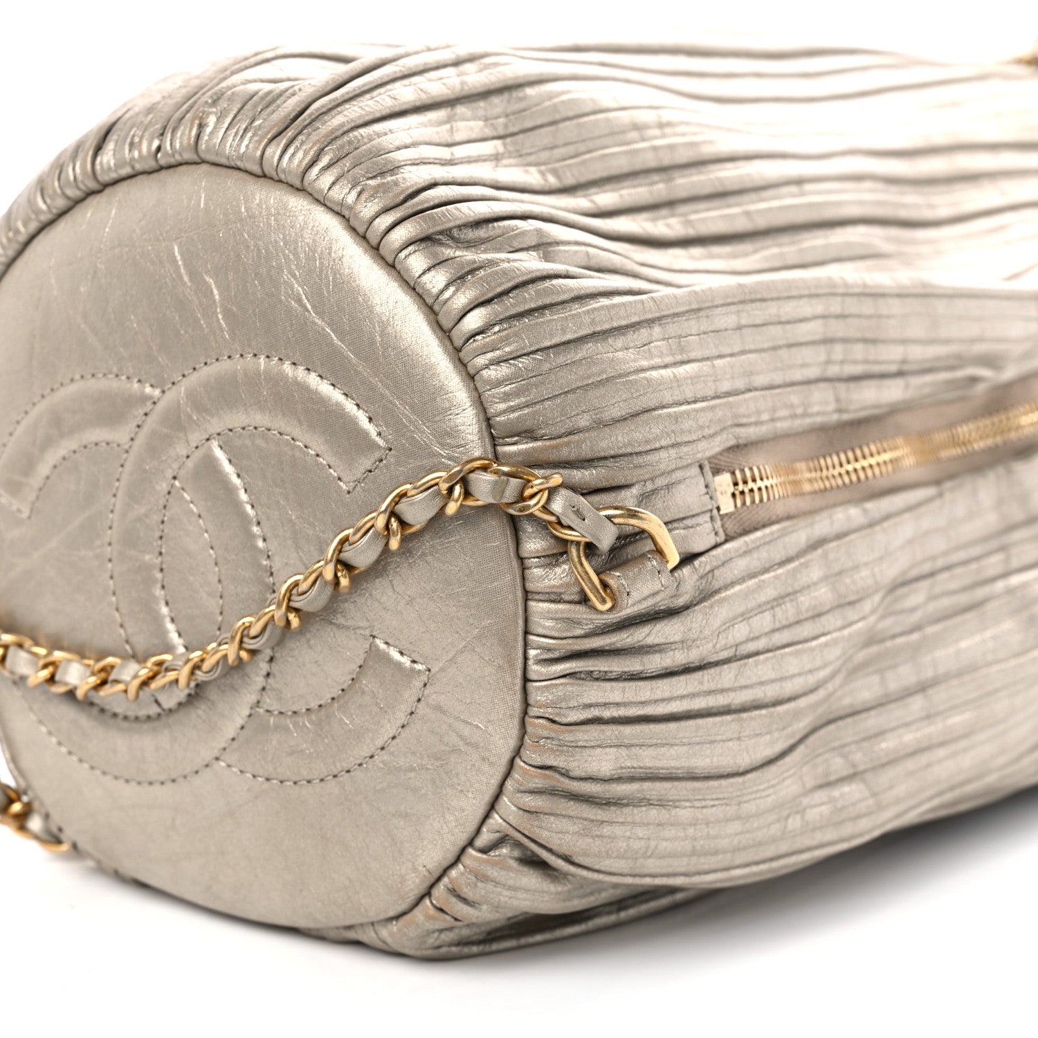Chanel Iridescent Crumpled Calfskin Small Coco Pleats Backpack Gold 10 of 10
