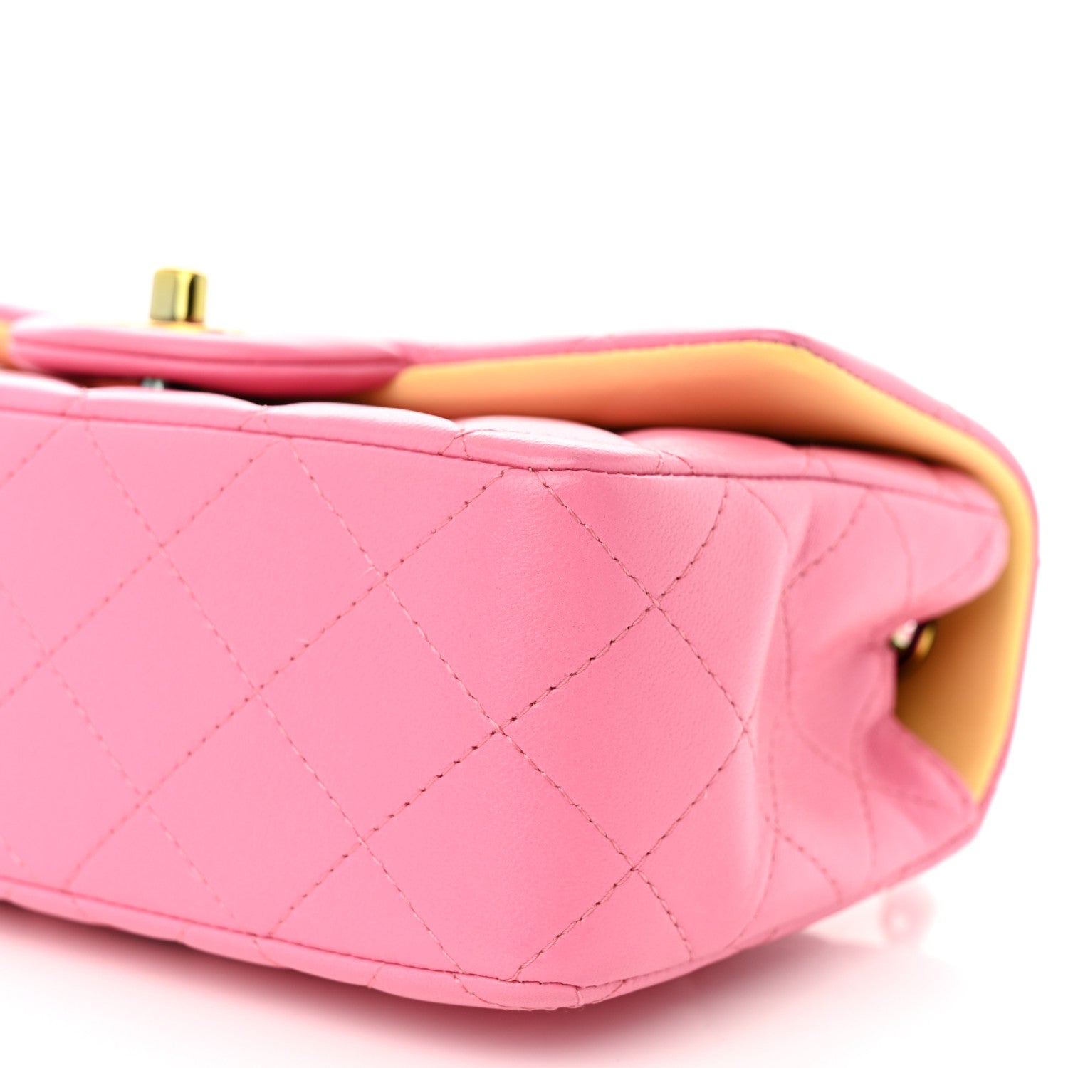 Chanel Lambskin Quilted Mini Rectangular Flap Pink Yellow 10 of 10