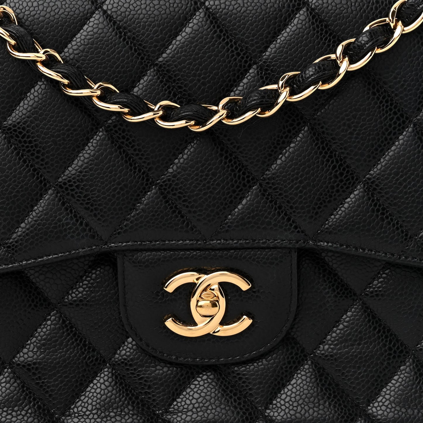 Caviar Quilted Jumbo Double Flap Black