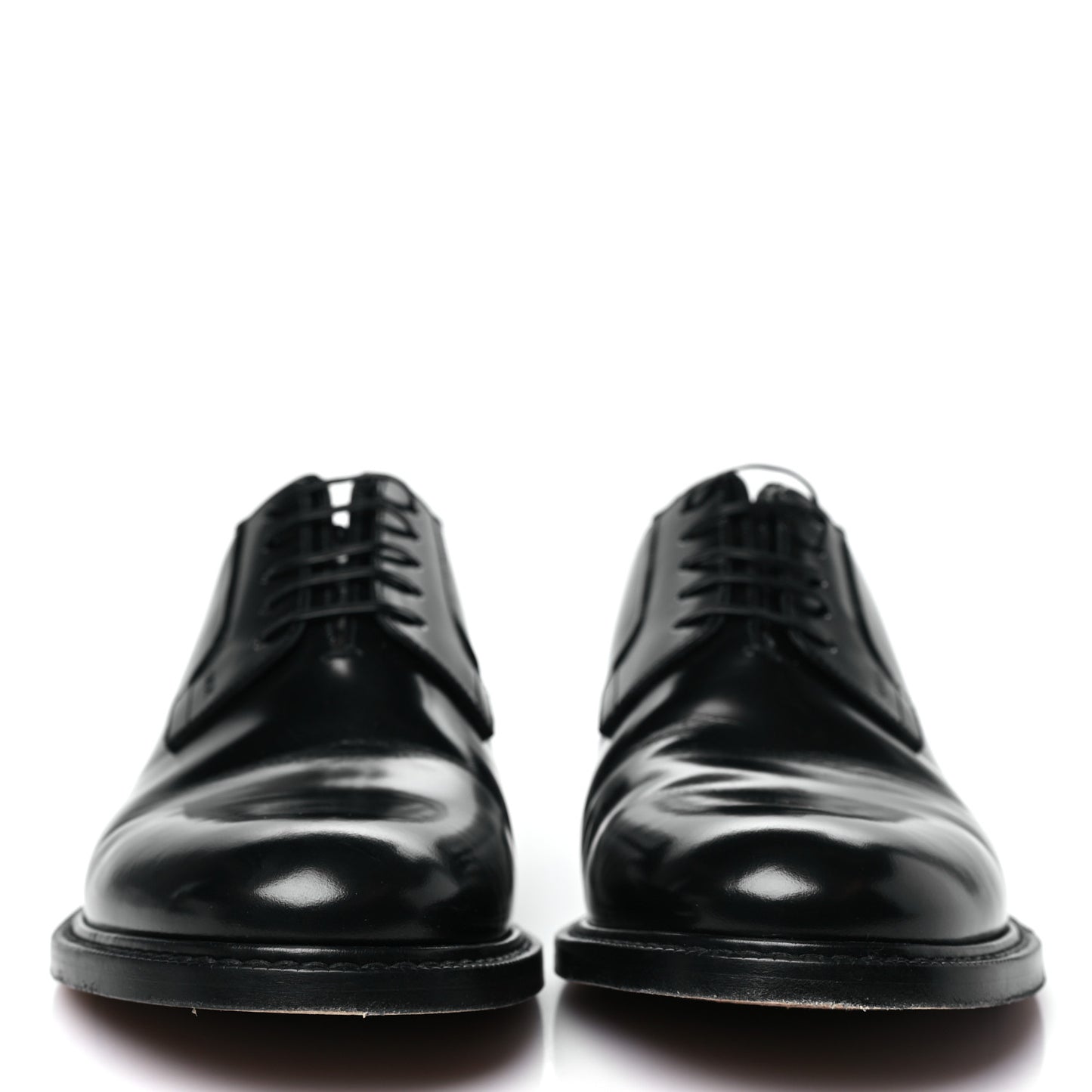 Polished Calfskin Mens Derby Shoes 44 Black