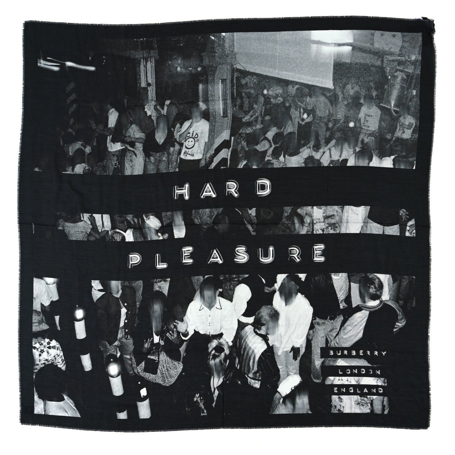 Burberry Cotton Silk Gauze Hard Pleasure Square Scarf White Black