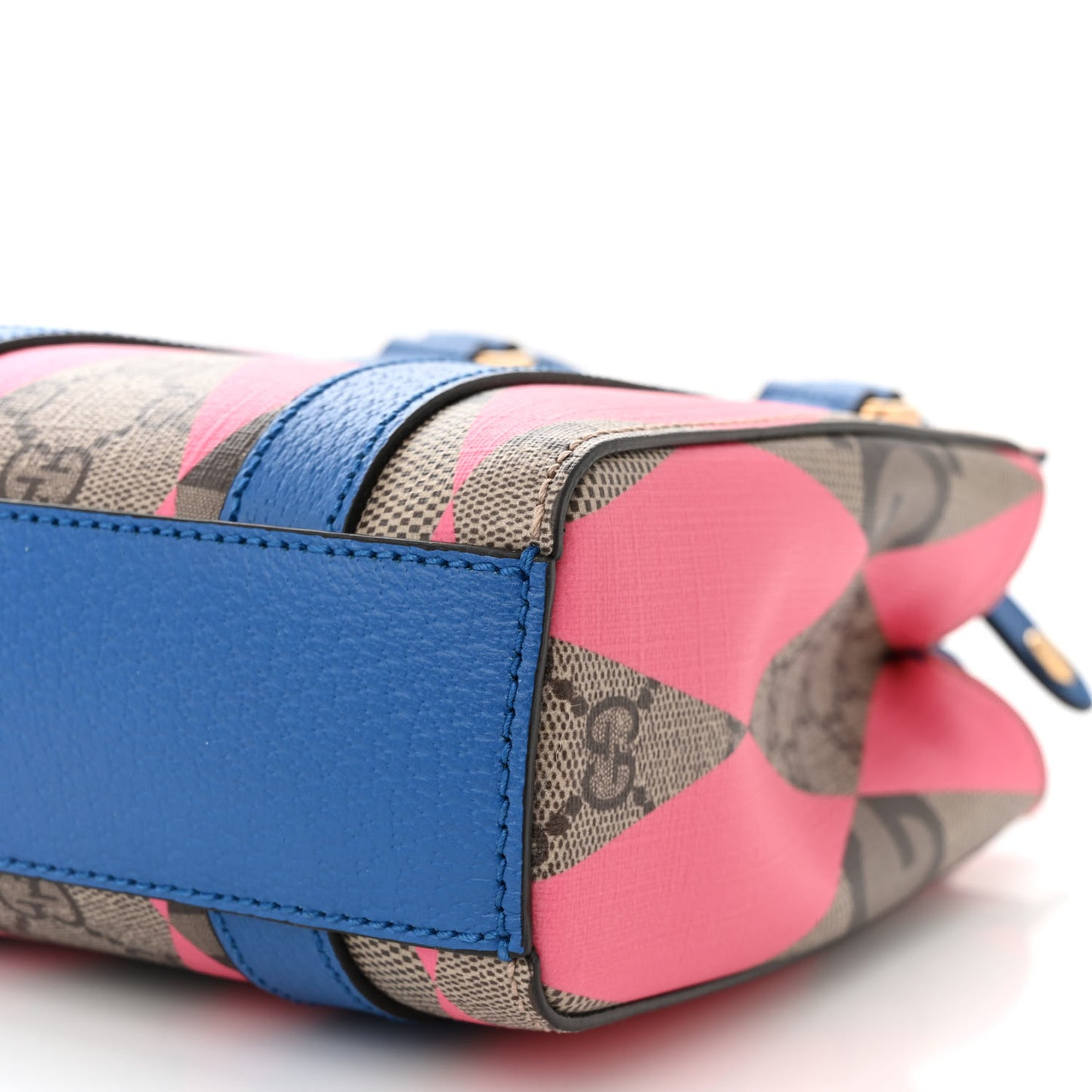 GG Supreme Monogram Textured Dollar Calfskin Rhombus Mini Tote Bag Beige Ebony Pink Blue
