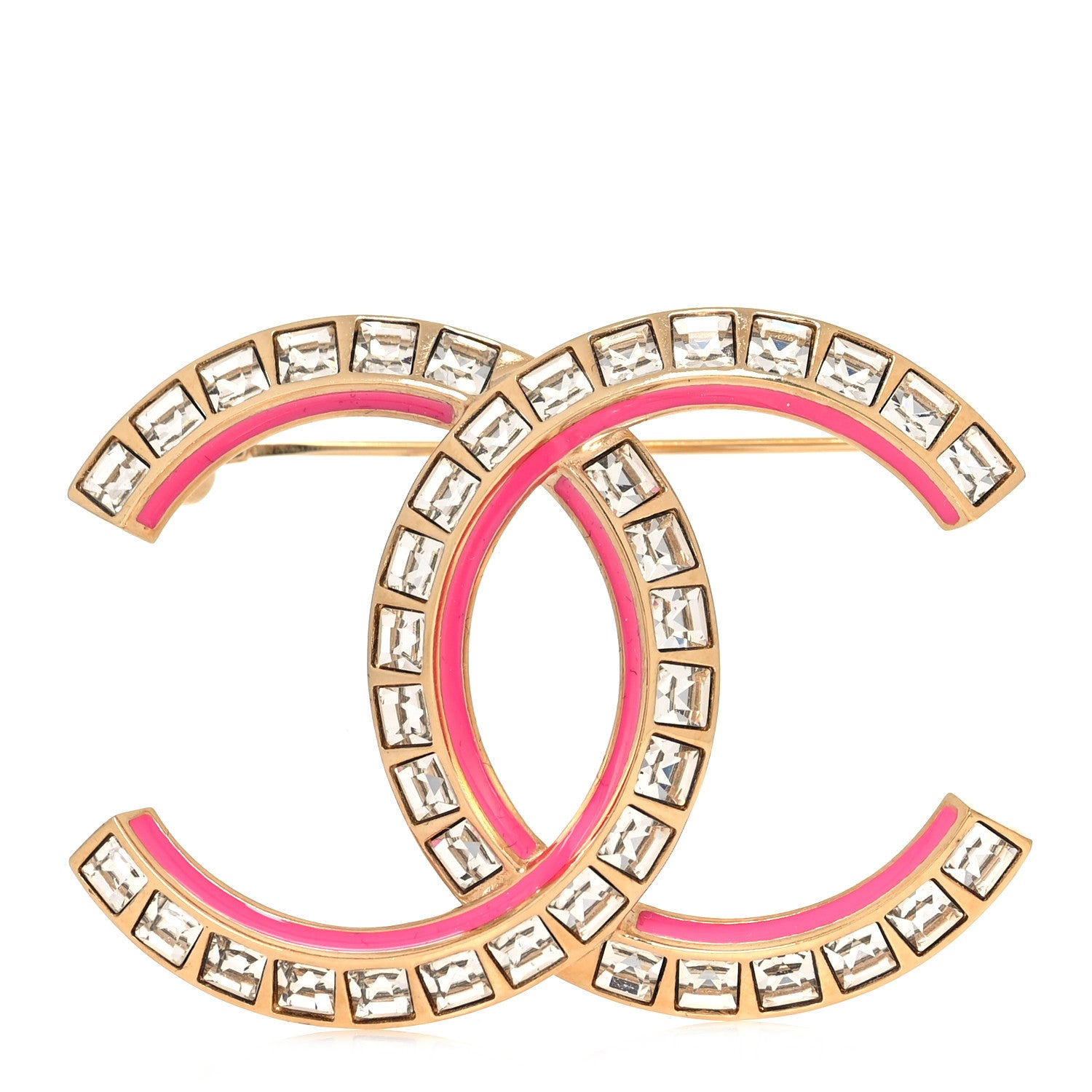 Chanel Baguette Crystal CC Brooch Gold Pink 1803957 – FASHIONPHILE