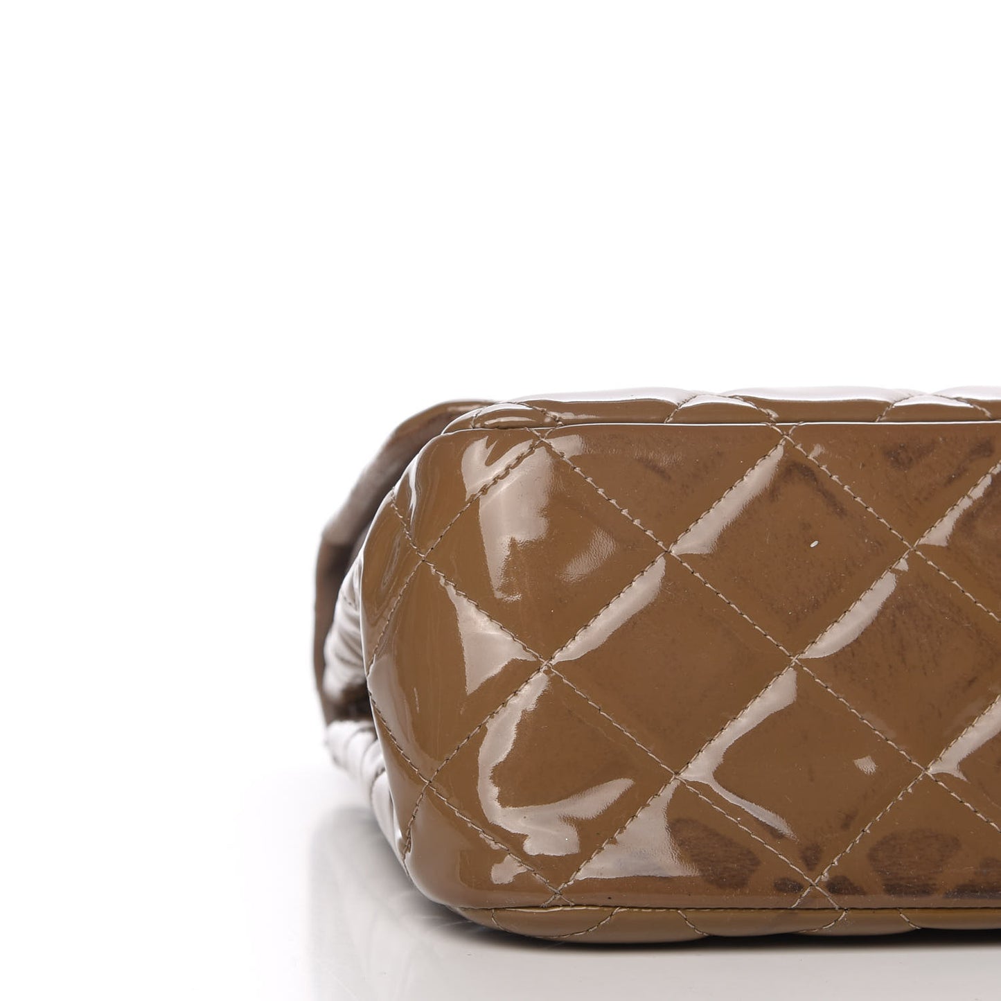 Patent Quilted Jumbo Double Flap Dark Beige