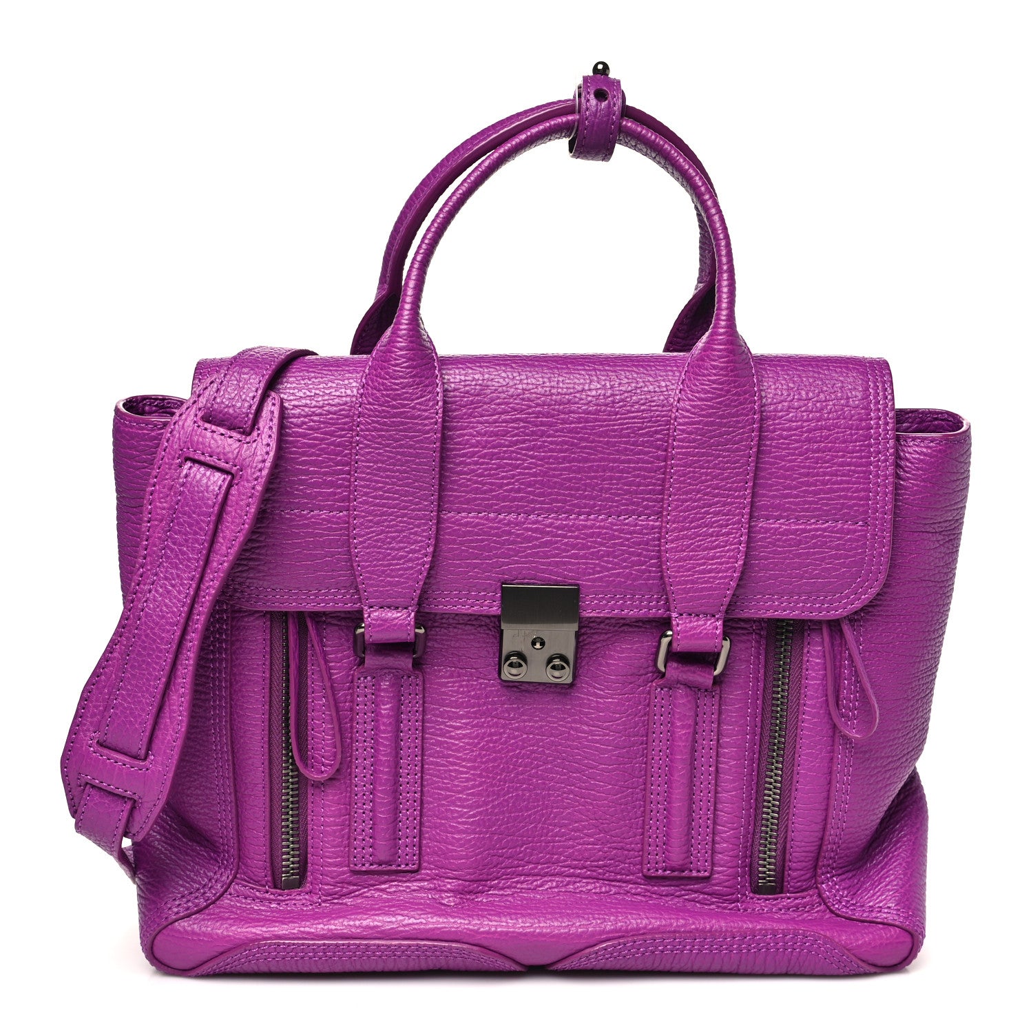 3.1 Phillip Lim Textured Calfskin Medium Pashli Satchel Orchid