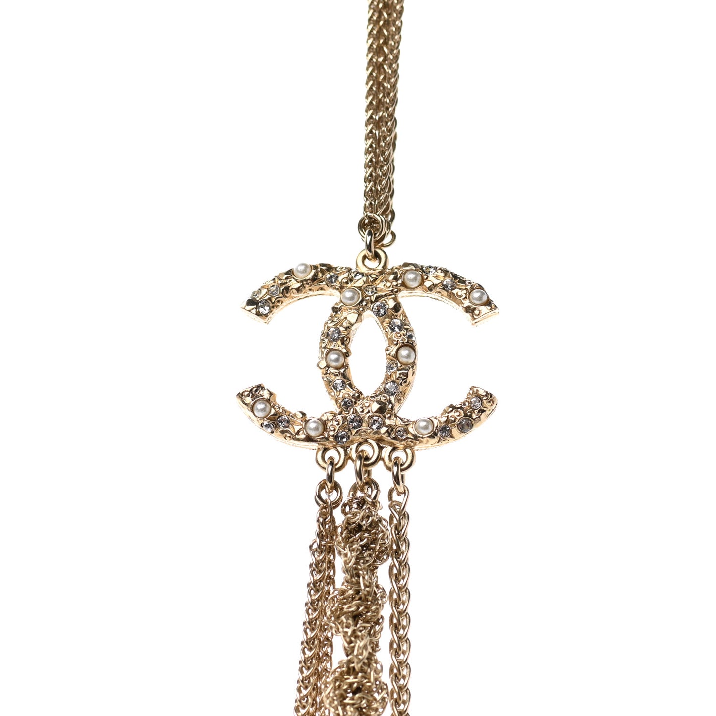 Pearl CC Chain Multi Strand Necklace Gold