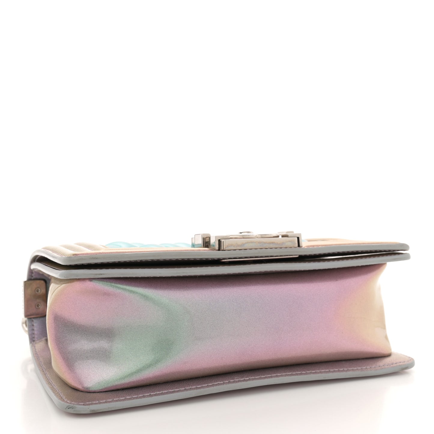 Iridescent Patent Calfskin PVC Quilted Small Boy Flap Light Purple