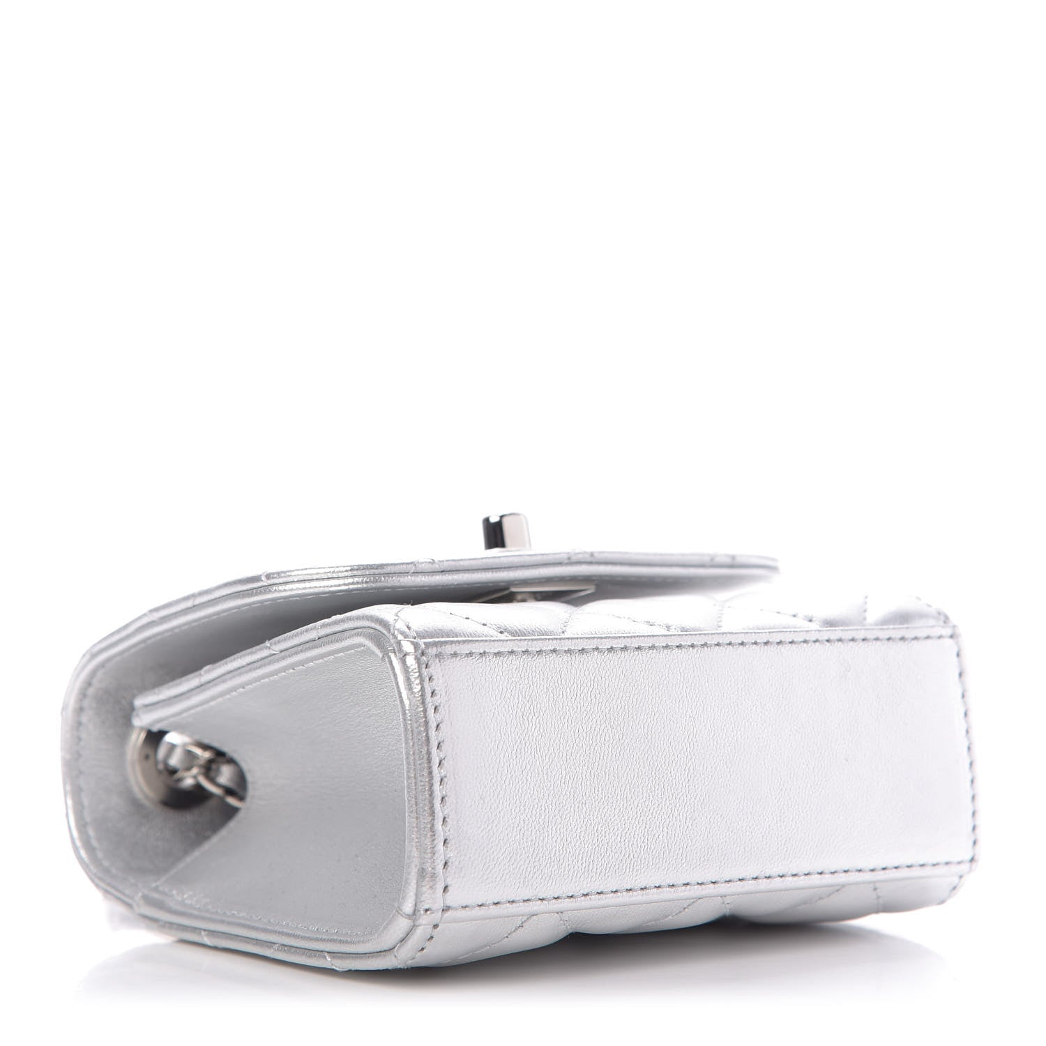 Chanel Metallic Lambskin Quilted Mini Trendy CC Clutch With Chain Silver 4 of 10