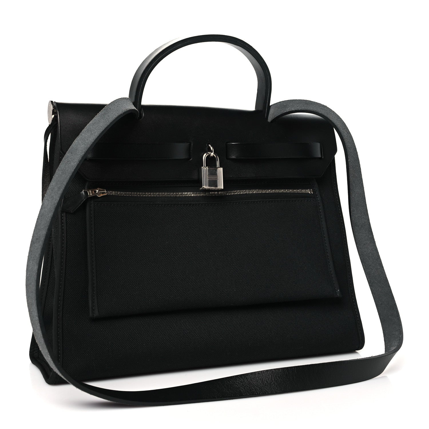 Hermes Military Toile Vache Hunter Herbag Zip PM 31 Black 4 of 11