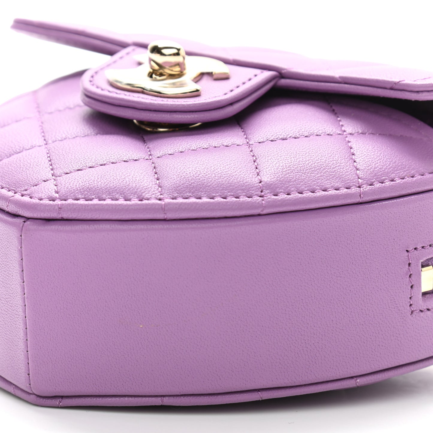 Lambskin Quilted CC In Love Heart Clutch With Chain Purple