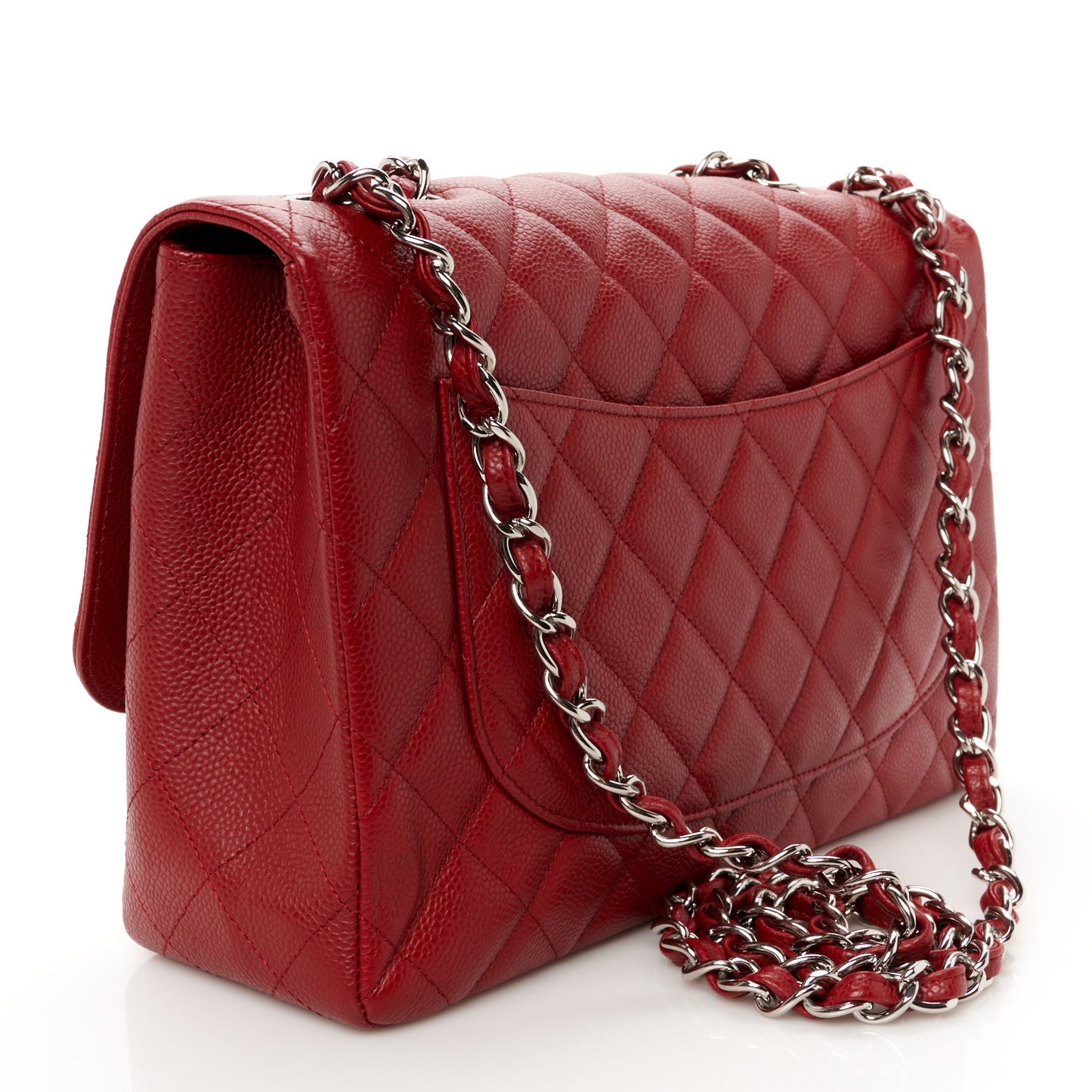 Caviar Quilted Jumbo Single Flap Red