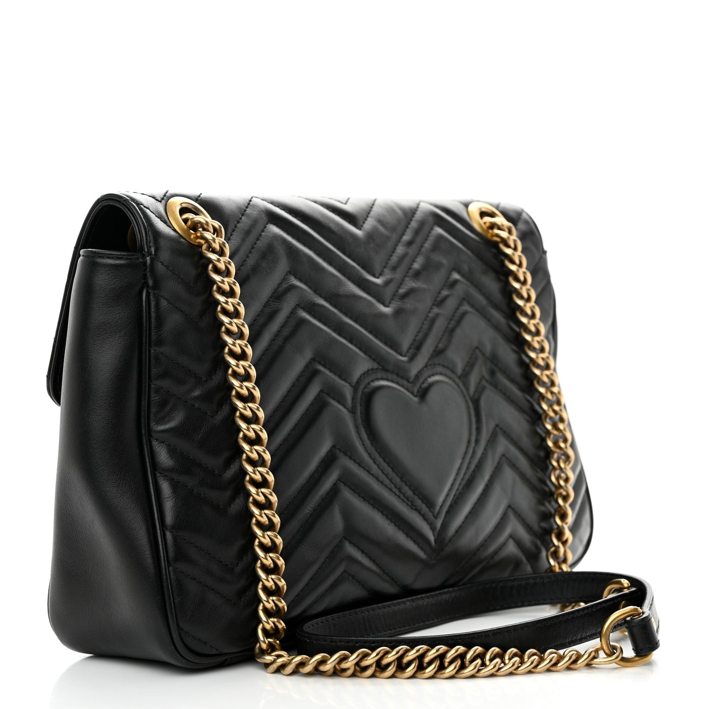 Calfskin Matelasse Medium GG Marmont Shoulder Bag Black