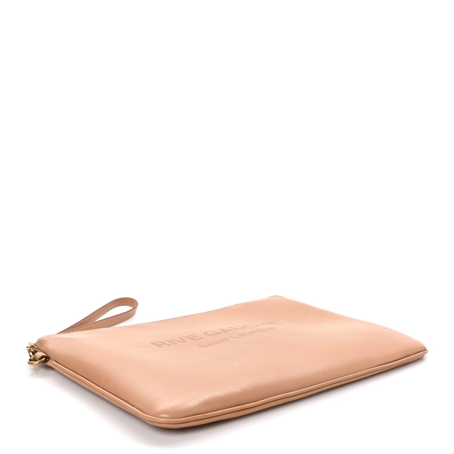Calfskin Rive Gauche Zipped Pouch Vintage Brown Gold
