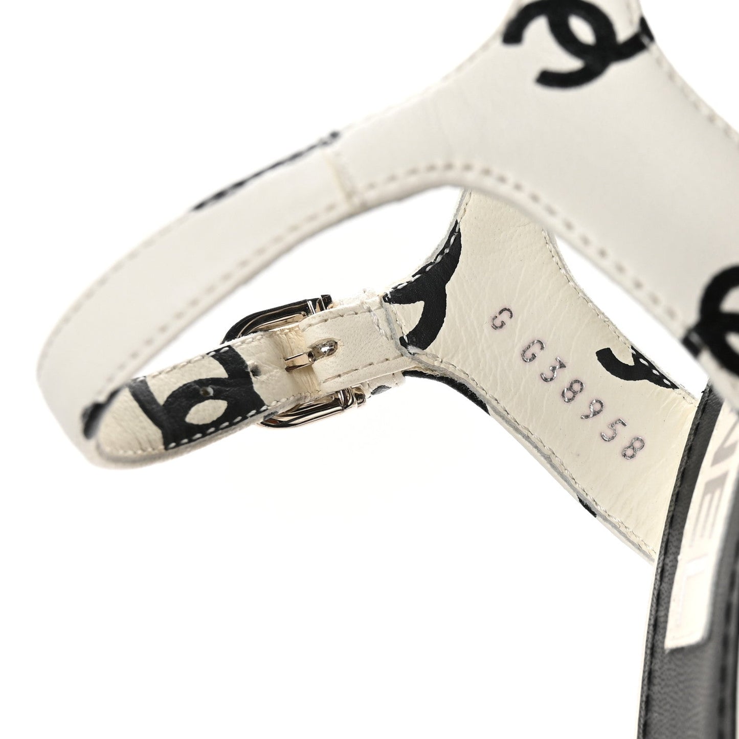 Printed Lambskin Coco Beach Platform Sandals 37 White Black
