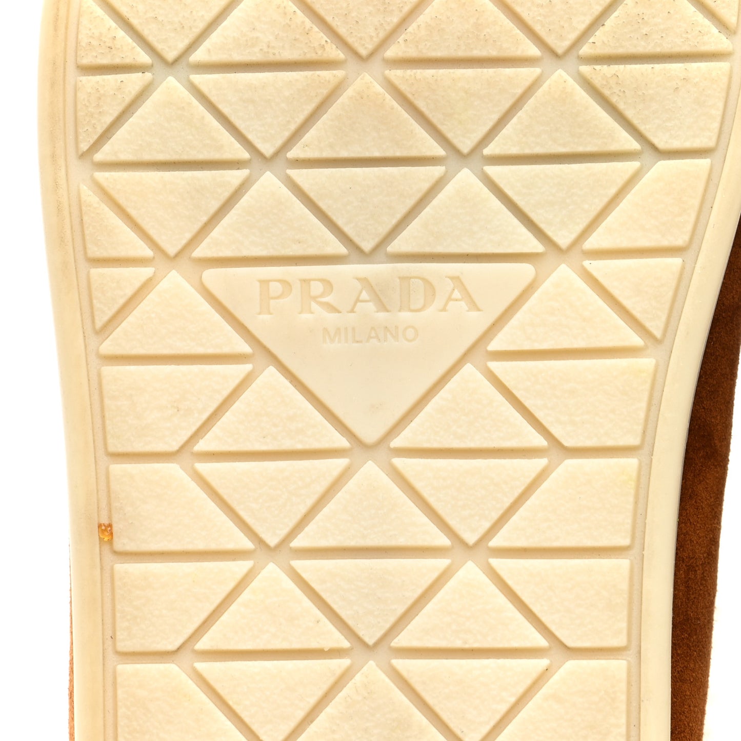 Suede Shearling Triangle Logo Loafer Mules 37 Cognac