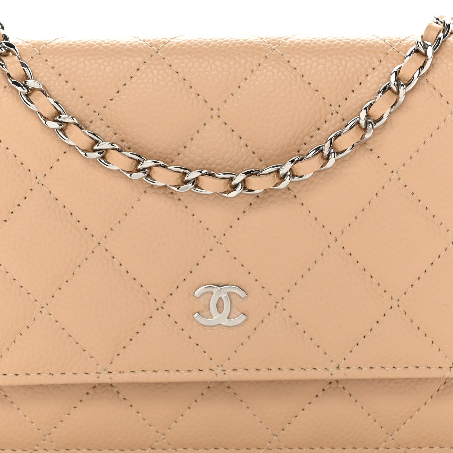 Chanel Caviar Quilted Wallet On Chain WOC Beige 9 of 11