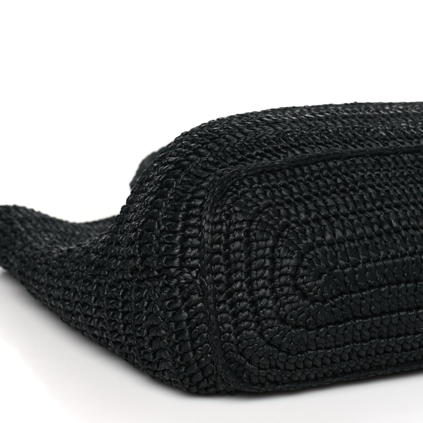 SAINT LAURENT Raffia Rive Gauche Tote Black