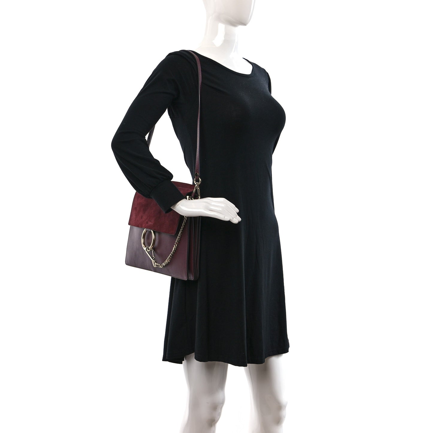 Calfskin Suede Medium Faye Shoulder Bag Plum Purple